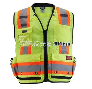 Fest Diogelwch Gwelededd Uchel Syrfewr Dosbarth 2 Melyn Gyda 27-Pocedi